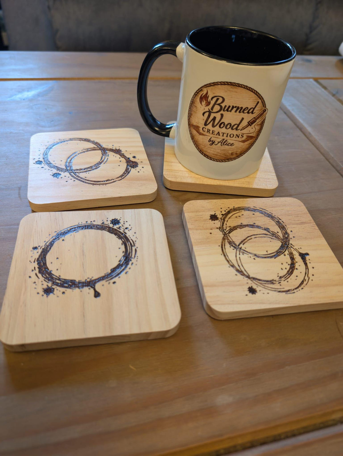Hand Burned Mug Ring Design