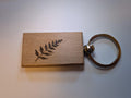Hand Burned Botanical Wood Keyring – Pyrography Nature Keychain – Small Gift