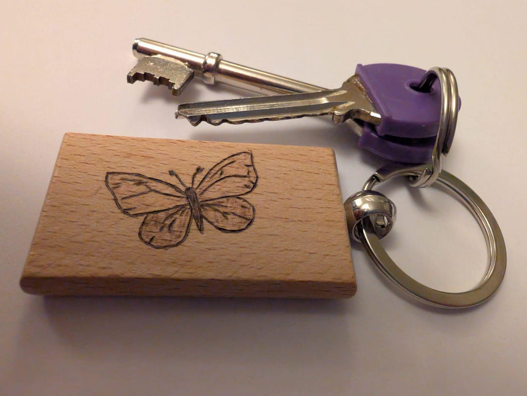 Hand Burned Wooden Keyring – Animal Lover Gift, Pyrography Art Accessory
