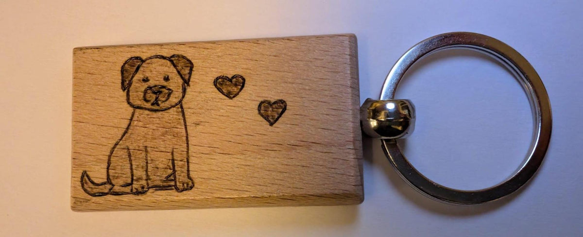 Hand Burned Wooden Keyring – Animal Lover Gift, Pyrography Art Accessory