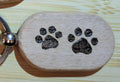 Personalisable Paw Print Wooden Keyring - Hand Burned Pyrography Pet Lover Gift