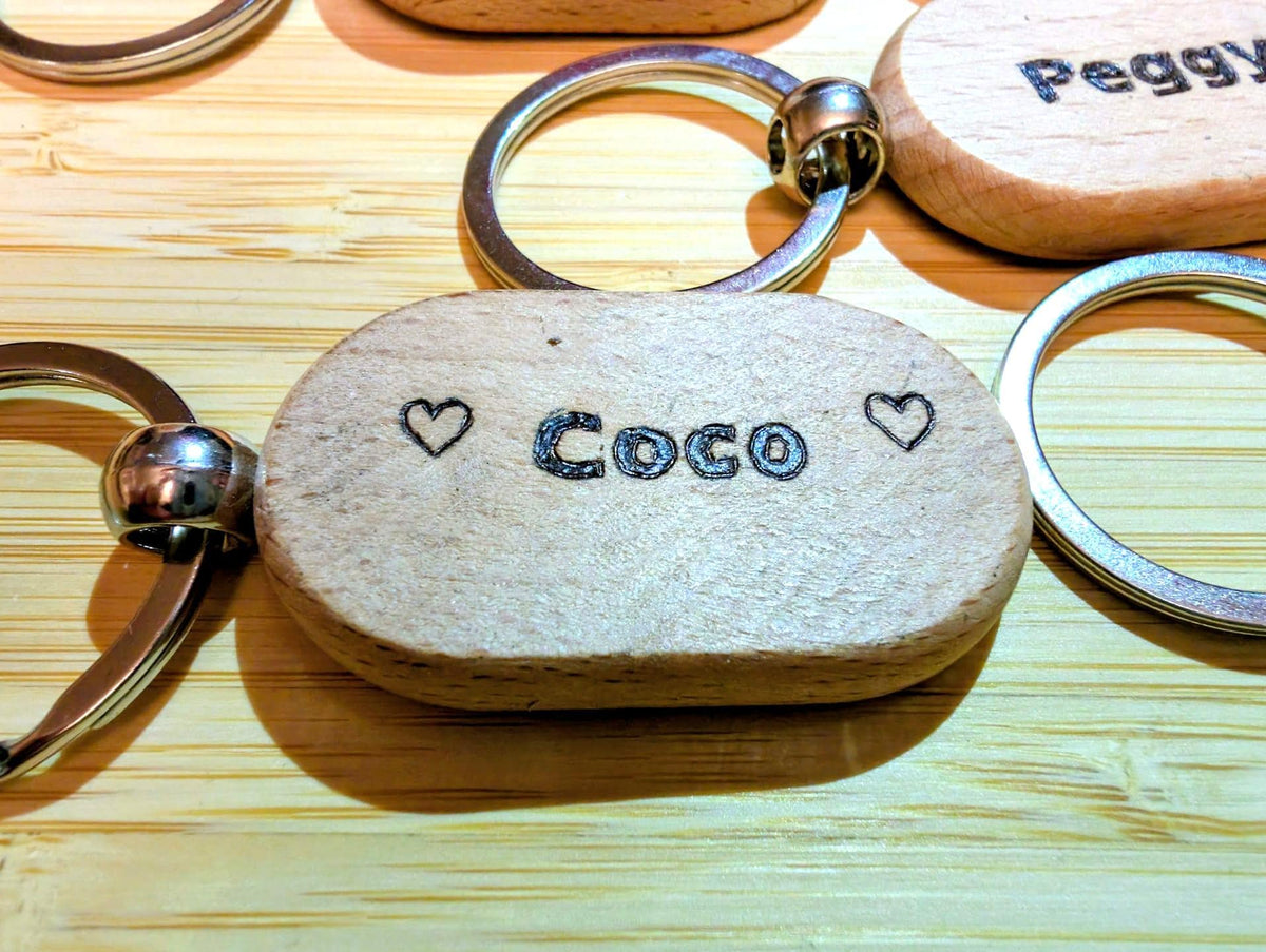 Personalisable Paw Print Wooden Keyring - Hand Burned Pyrography Pet Lover Gift