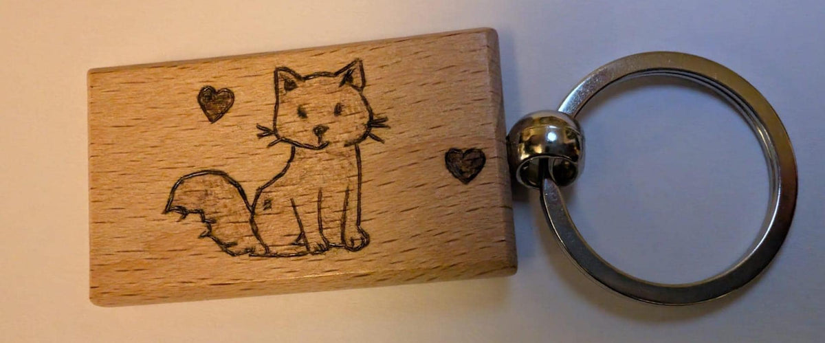 Hand Burned Wooden Keyring – Animal Lover Gift, Pyrography Art Accessory