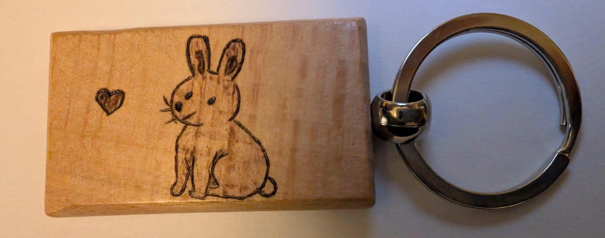 Hand Burned Wooden Keyring – Animal Lover Gift, Pyrography Art Accessory