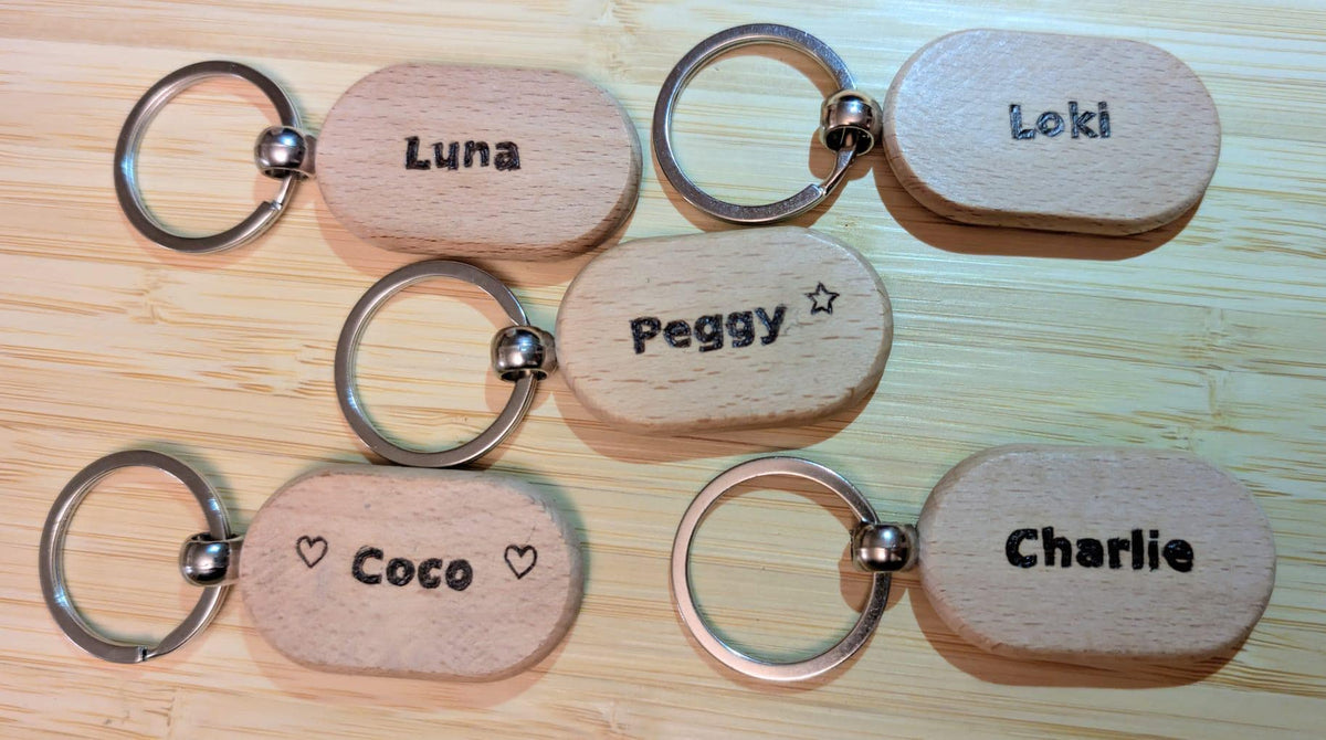 Personalisable Paw Print Wooden Keyring - Hand Burned Pyrography Pet Lover Gift