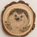 Hedgehog Hand Burned Pyrography Wood Slice Wall Art