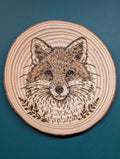 Hand Burned Woodland Animal Wood Slice – Pyrography Art, Fox, Owl, Hare (10cm)