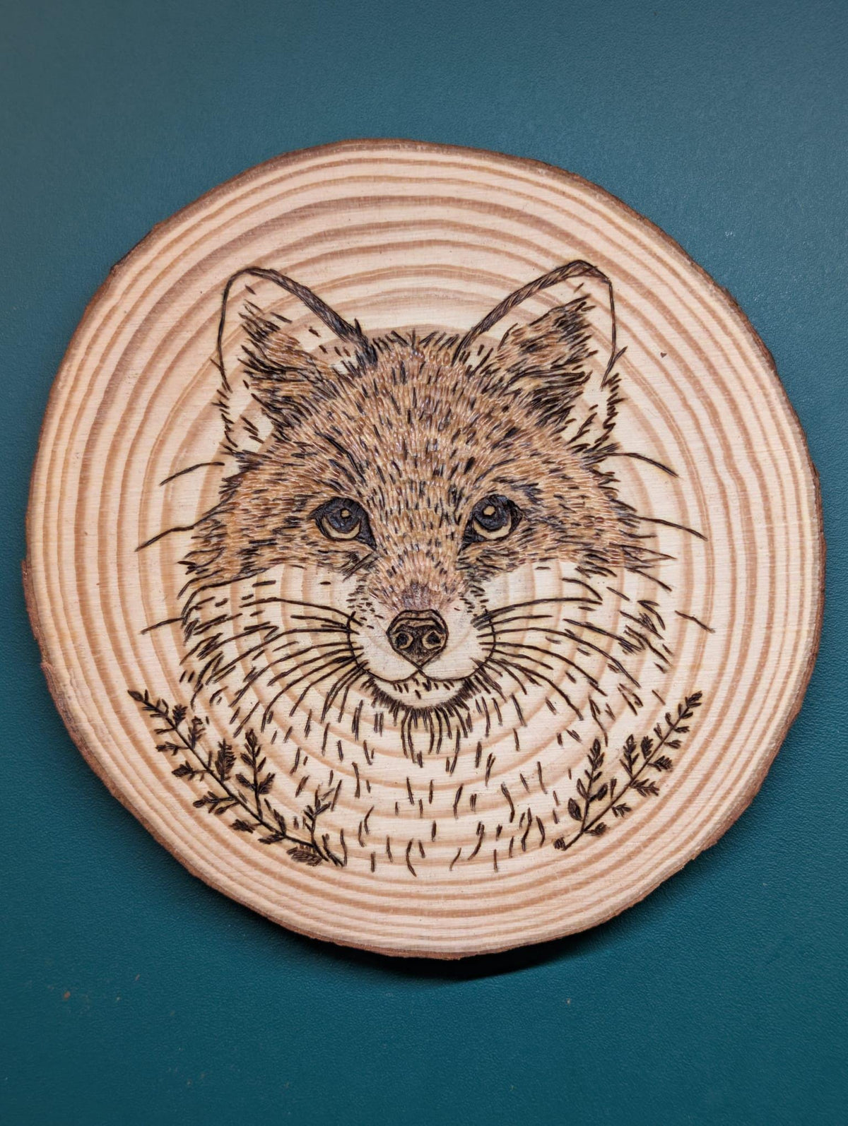 Hand Burned Woodland Animal Wood Slice – Pyrography Art, Fox, Owl, Hare (10cm)