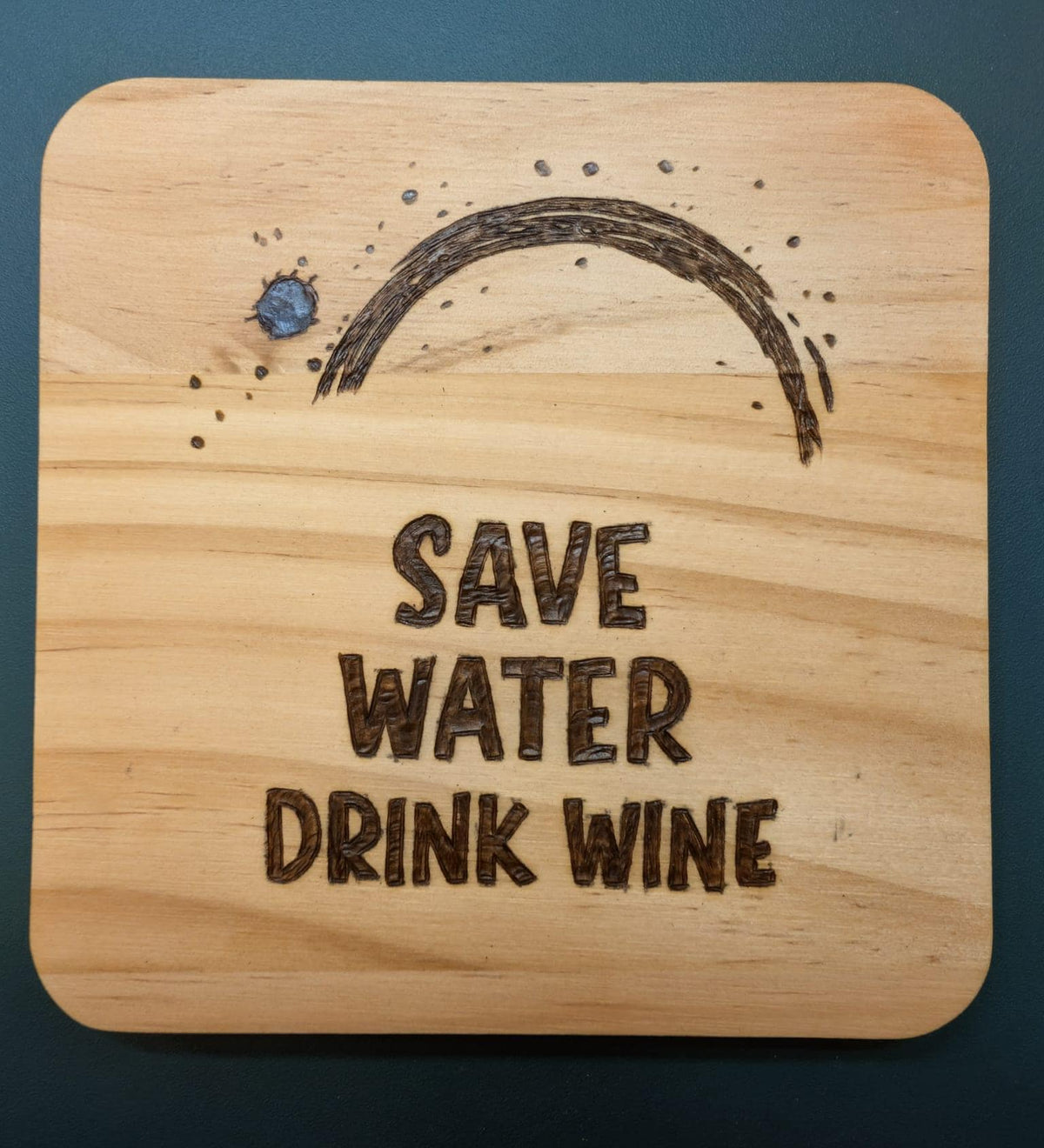 Funny Wood Coasters | Hand Pyrography Drink Coasters | Coffee Wine Quotes Home Decor