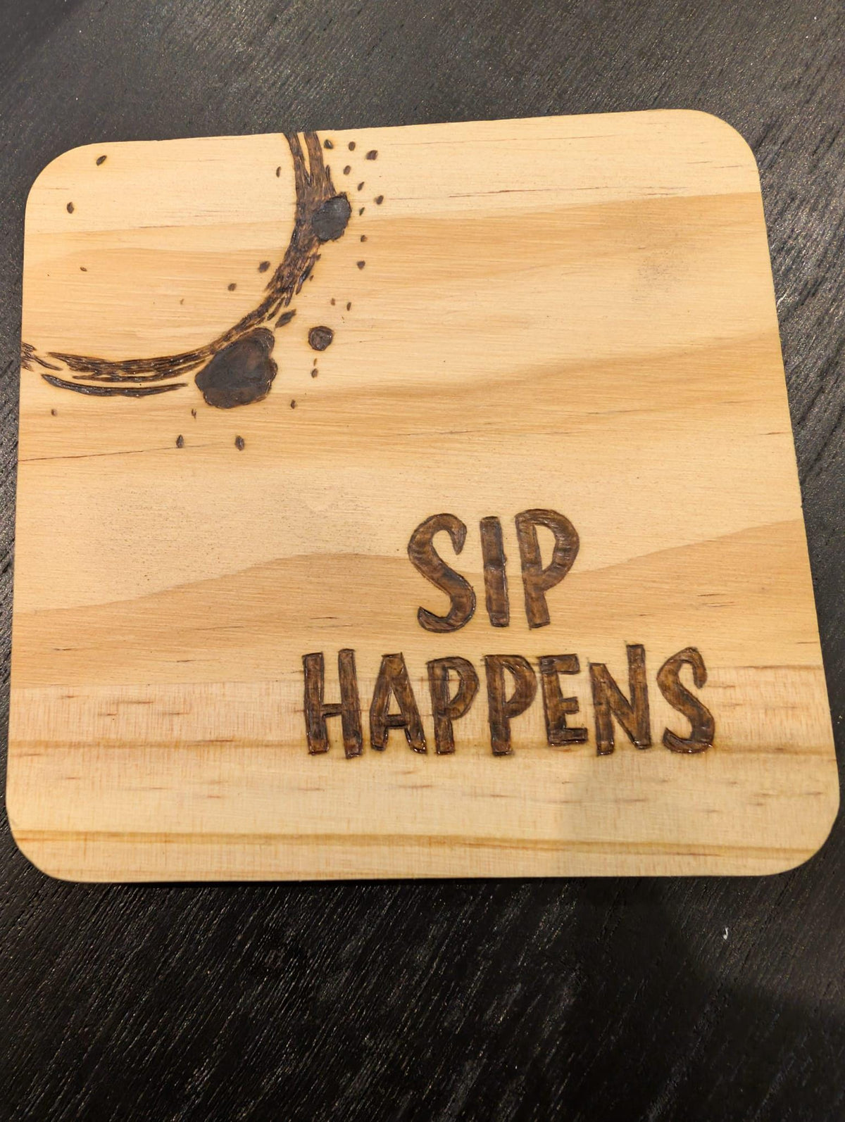 Funny Wood Coasters | Hand Pyrography Drink Coasters | Coffee Wine Quotes Home Decor