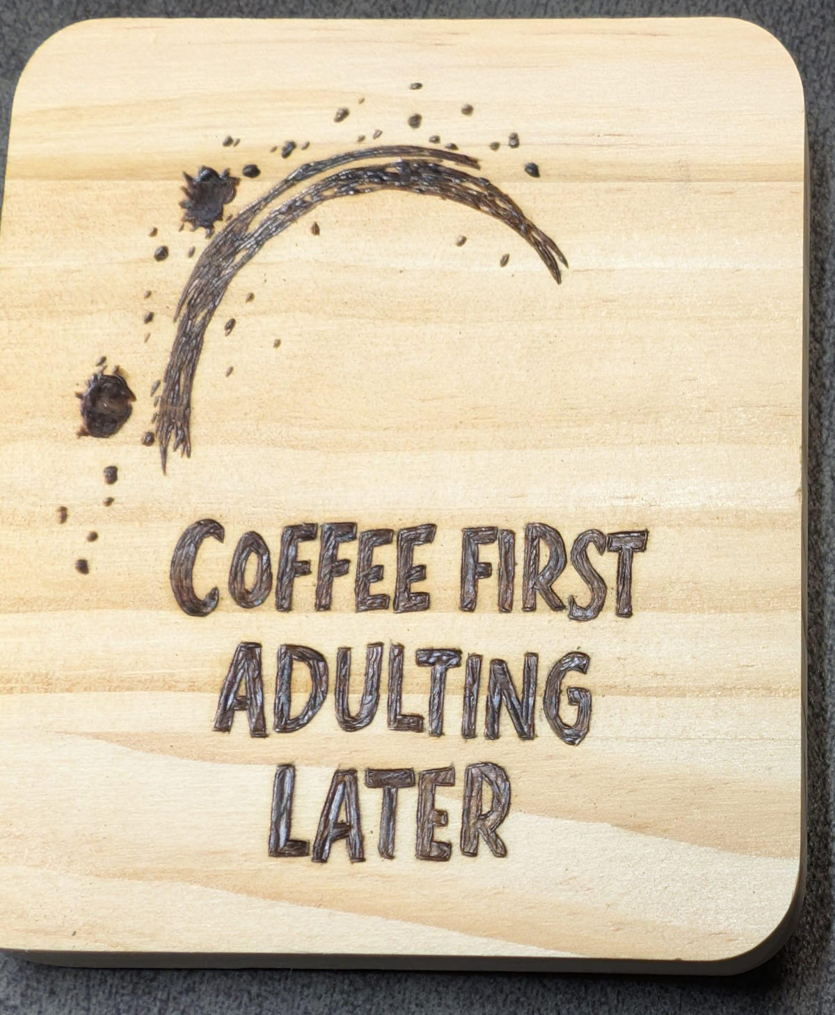 Funny Wood Coasters | Hand Pyrography Drink Coasters | Coffee Wine Quotes Home Decor