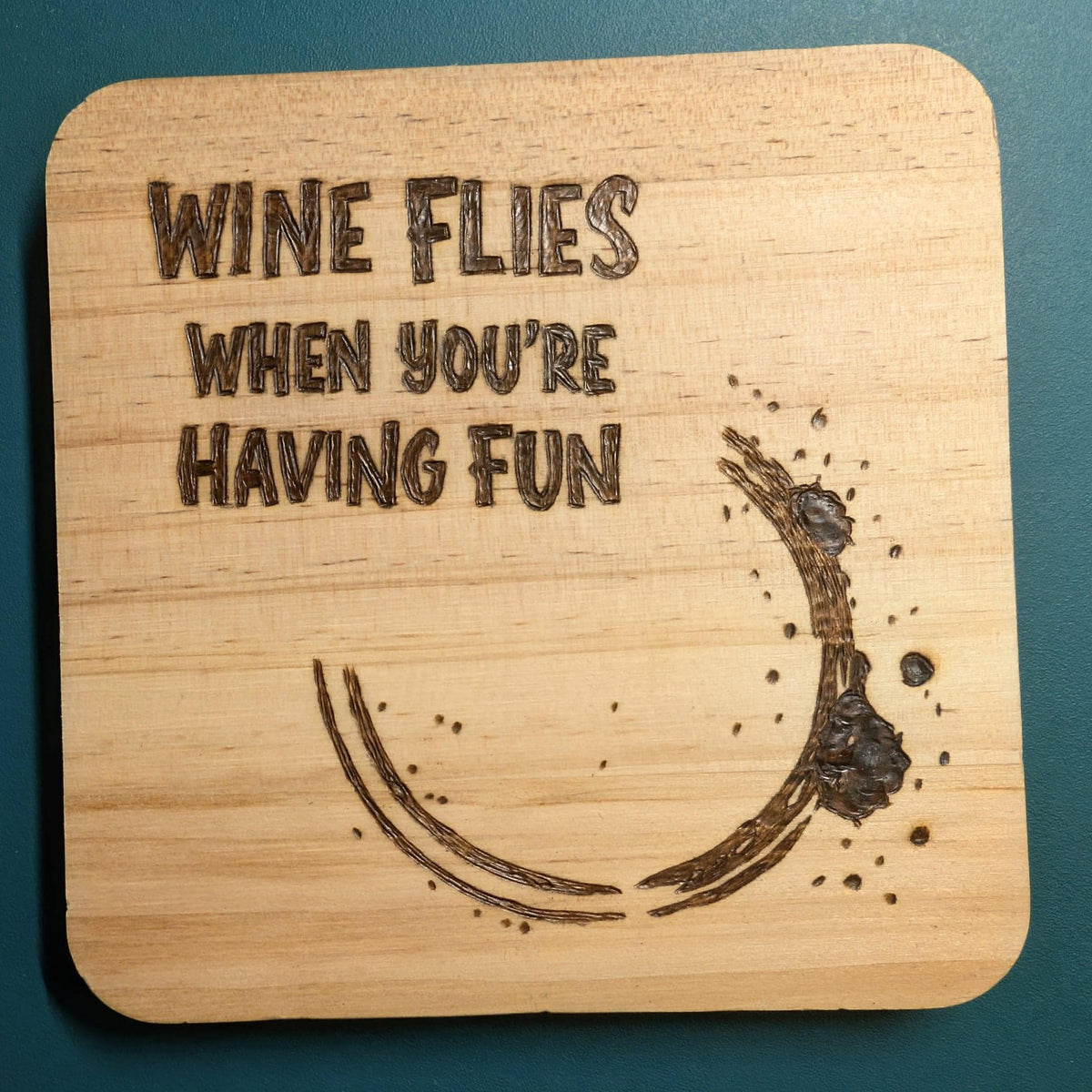 Funny Wood Coasters | Hand Pyrography Drink Coasters | Coffee Wine Quotes Home Decor
