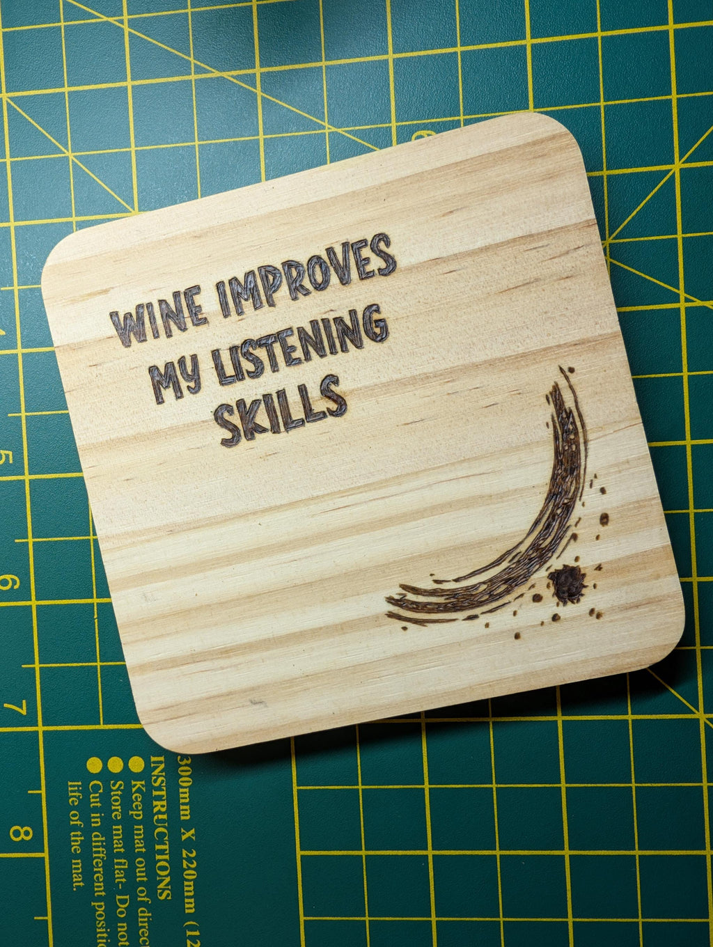 Funny Wood Coasters | Hand Pyrography Drink Coasters | Coffee Wine Quotes Home Decor