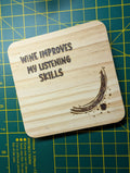 Funny Wood Coasters | Hand Pyrography Drink Coasters | Coffee Wine Quotes Home Decor