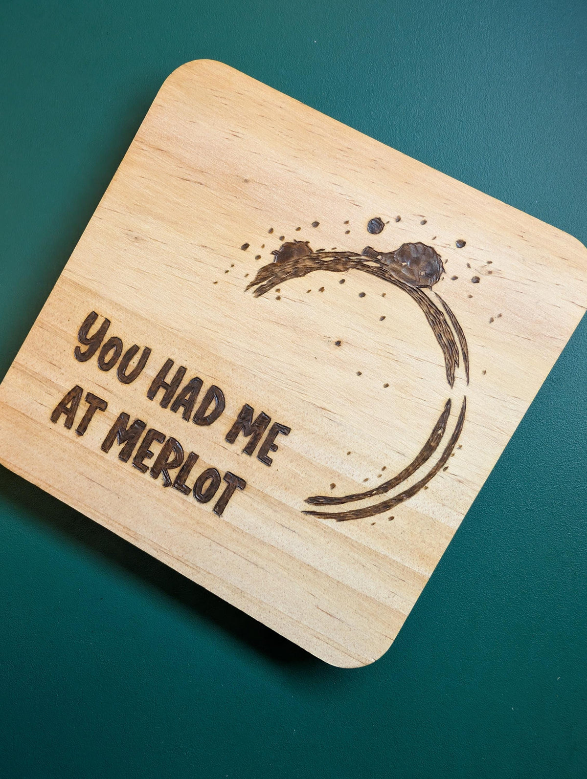 Funny Wood Coasters | Hand Pyrography Drink Coasters | Coffee Wine Quotes Home Decor