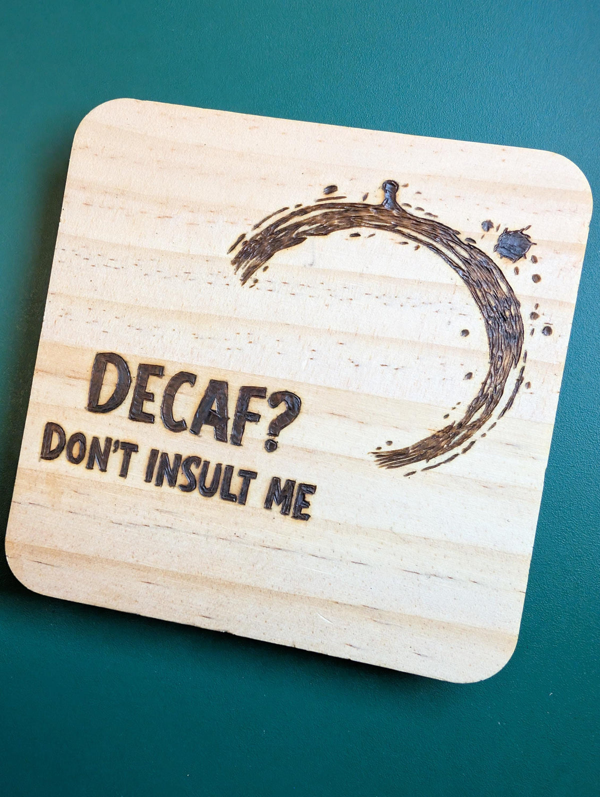 Funny Wood Coasters | Hand Pyrography Drink Coasters | Coffee Wine Quotes Home Decor