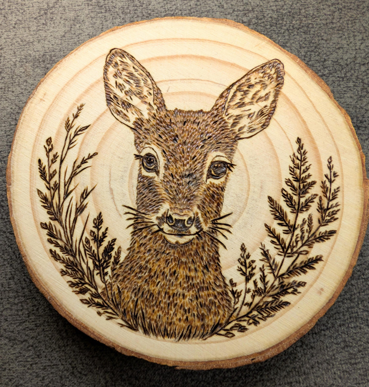Hand Burned Woodland Animal Wood Slice – Pyrography Art, Fox, Owl, Hare (10cm)