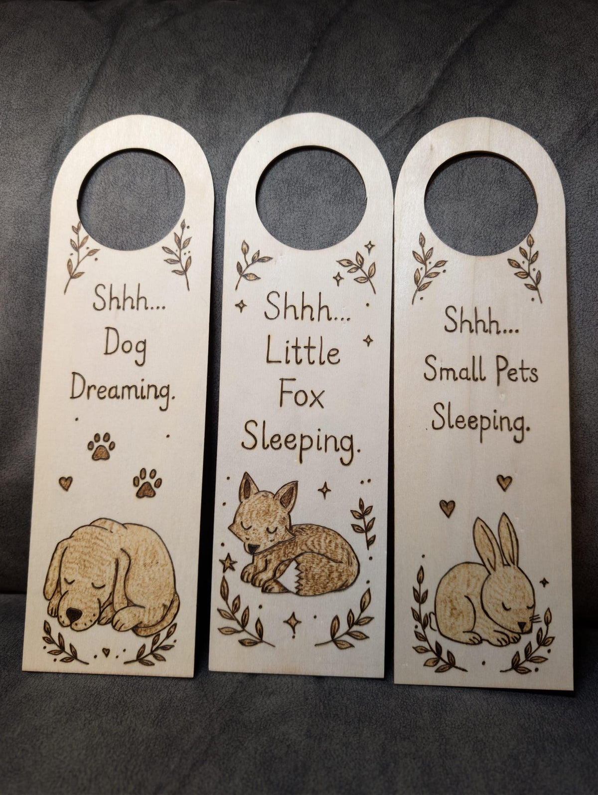 Hand Burned Wooden Door Hanger - Funny, Nursery & Pet Door Sign - Personalisable