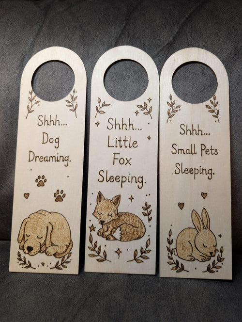Hand Burned Wooden Door Hanger - Funny, Nursery & Pet Door Sign - Personalisable