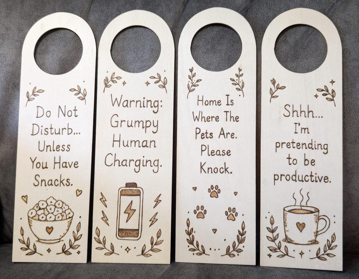 Hand Burned Wooden Door Hanger - Funny, Nursery & Pet Door Sign - Personalisable