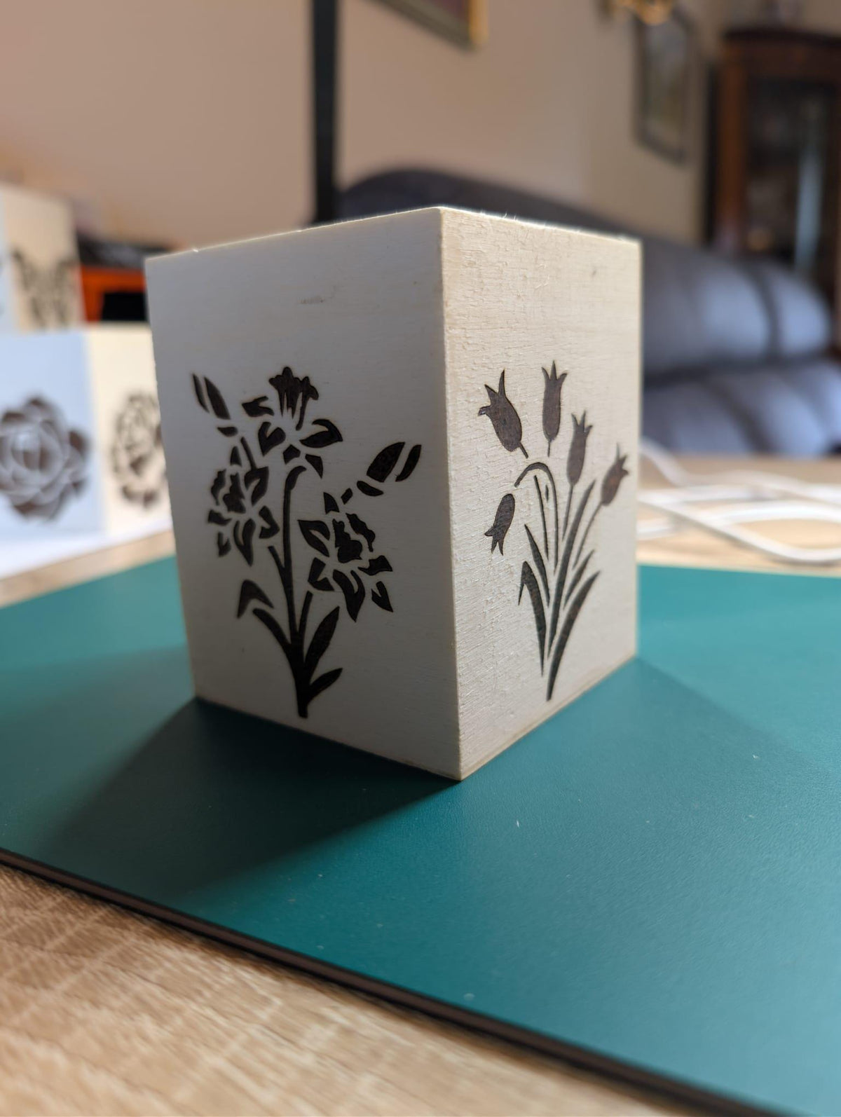 Hand Burned Wooden Pencil Pot - Inspired by Nature