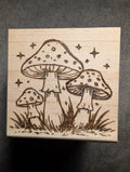 Hand Burned Woodland Mushroom Trinket Box