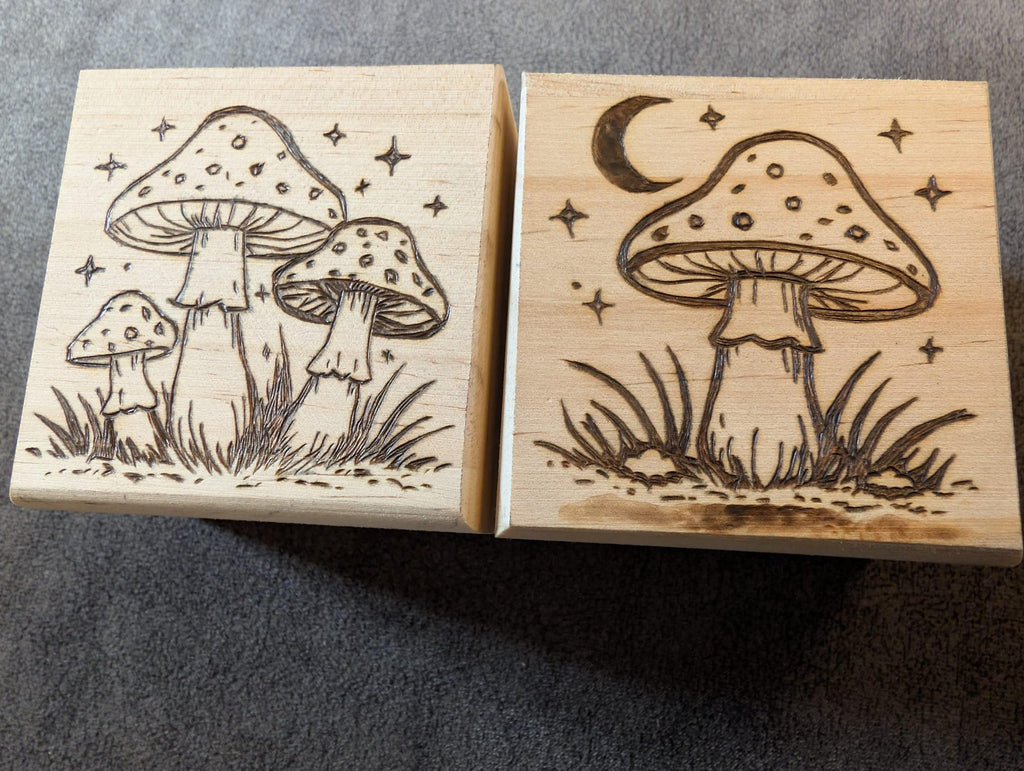Hand Burned Woodland Mushroom Trinket Box