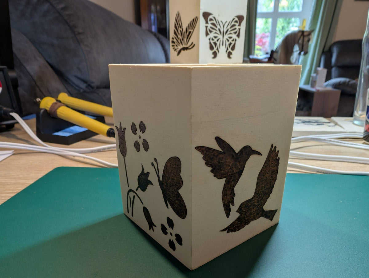Hand Burned Wooden Pencil Pot - Inspired by Nature