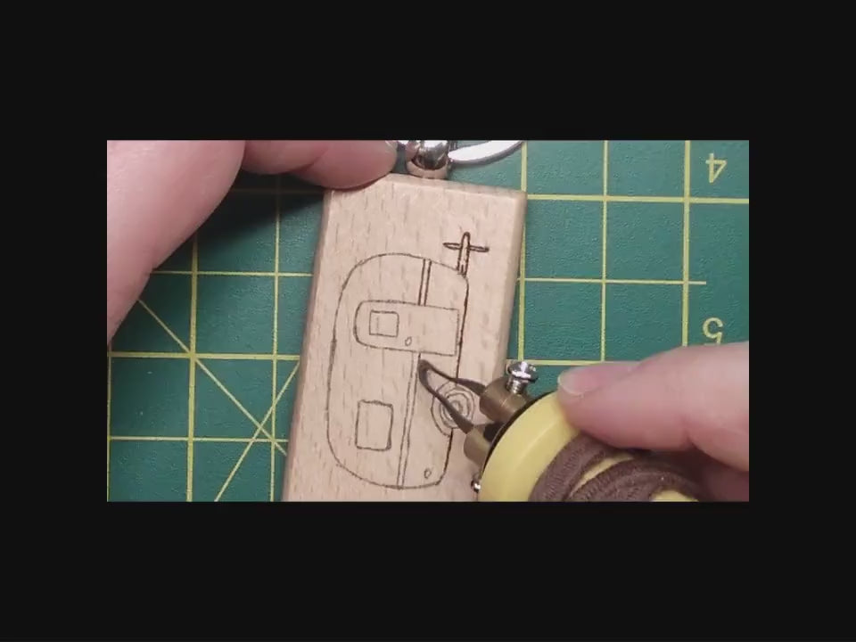 Hand Burned Wood Keyring – Camper Van, Mountains, Sailboat, Camera Designs