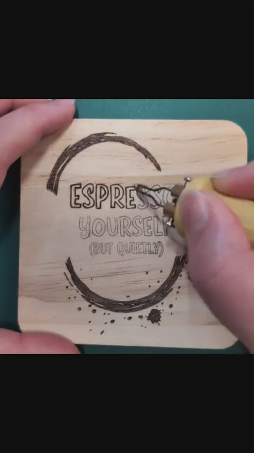 Funny Wood Coasters | Hand Pyrography Drink Coasters | Coffee Wine Quotes Home Decor